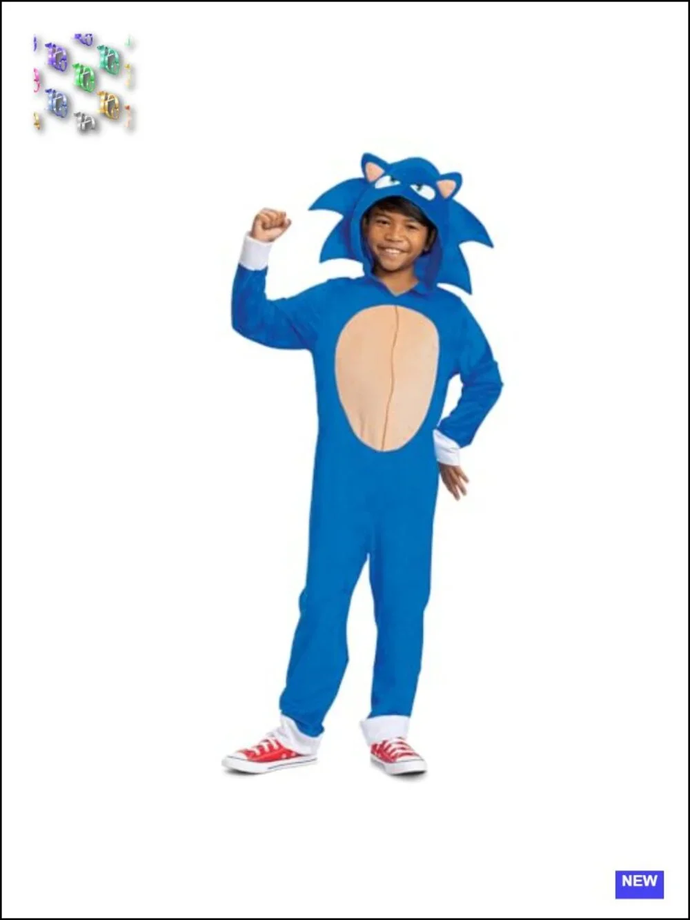 Sonic the Hedgehog Kids Costume Jumpsuit Headpiece Halloween Cosplay